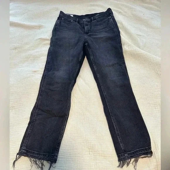 GAP Vintage Slim High Rise Jeans Unfinished Hem Black 30/10 EUC​ - Picture 7 of 16